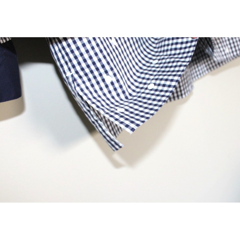 Coldwater Creek Gingham Check Plaid Polka Dot Navy Blue White Tunic Shirt Top PS - Picture 4 of 12